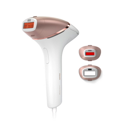 فيليبس جهاز إزالة الشعر بتقنية IPL باستخدام الومضات 450,000 ومضة، مع تقنية SenseIQ، استخدام سلكي، لون أبيض